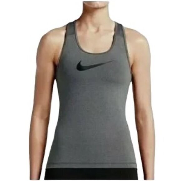 NIKE Gray Pro Dri-Fit Center Swoosh Racerback Tank Top - Size Medium - Picture 1 of 6